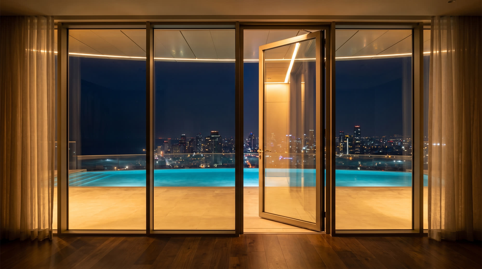Primary suite opening to the terrace